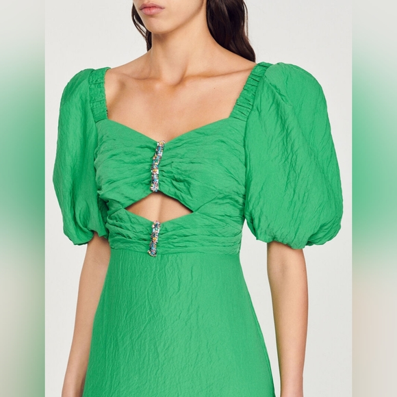 15. NWT SANDRO FALBALA CRYSTAL EMBELLISHED CUT OUT DRESS SIZE 36 / SMALL - Picture 4 of 13